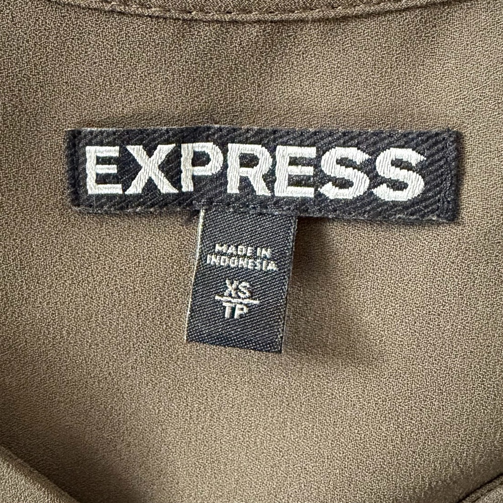 Express Olive Green Button Front Blouse - image 6